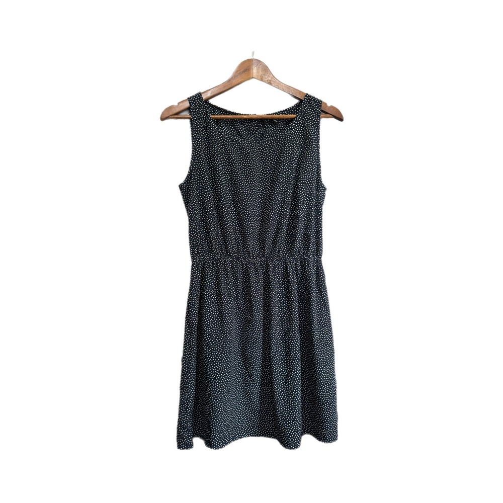 MNG Casual Dress Women S Navy Blue Polka Dot Excellent Sleeveless Elastic Waist